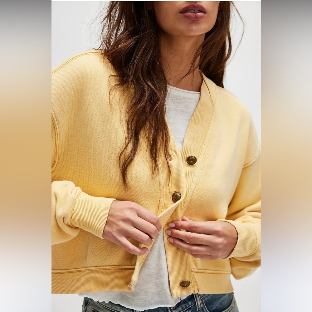 Free People Grace Cardi Sweatshirt Top - Picture 3 of 4